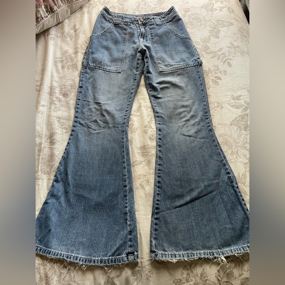 Vintage‎ Interstate 101 Distressed Low Rise Carpenter Flare Jeans 3 Bratz Party
